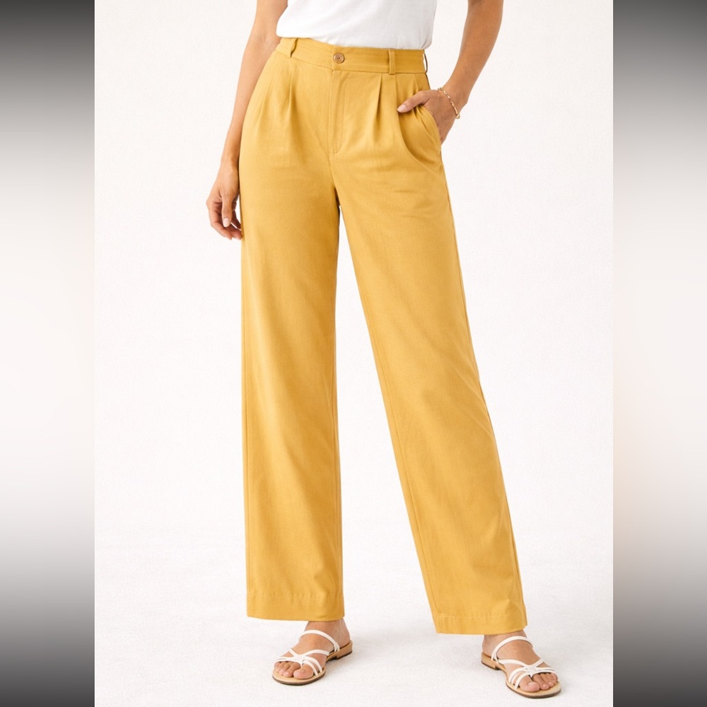 C by One Mustard High Waist Wide Leg Pants - Size M